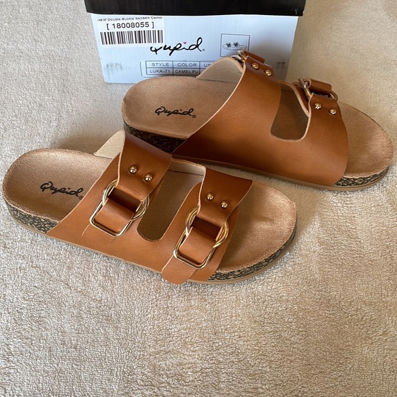 Qupid | Shoes | New Qupid Double Buckle Sandals Camel Size 55 | Poshmark